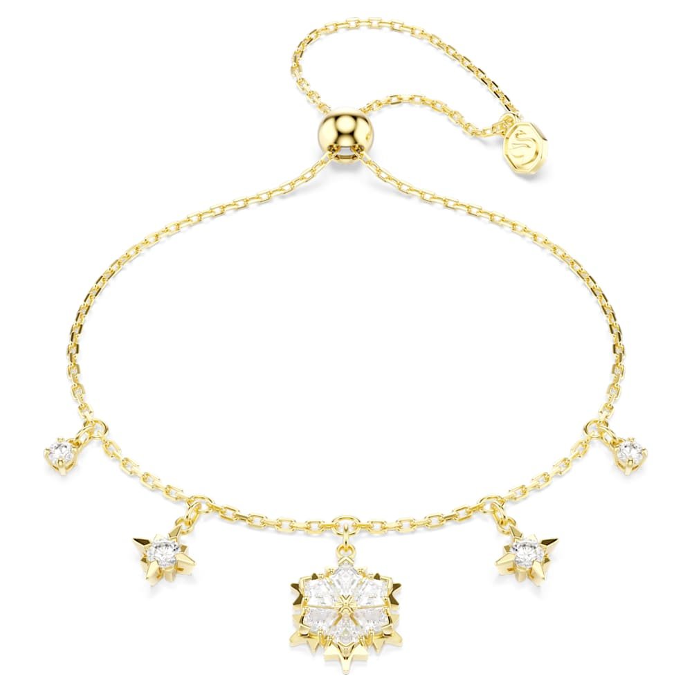 magic-bracelet-mixed-cuts-snowflake-white-18k-gold-finish-swarovski-5757800 Magic bracelet, Mixed cuts, Snowflake, White, 18K gold finish - Image 1