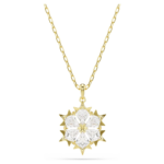 Magic pendant, Mixed cuts, Snowflake, White, 18K gold finish