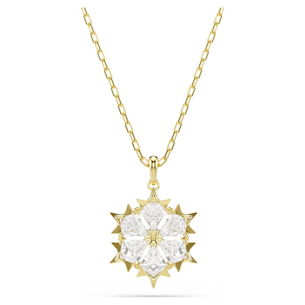 magic-pendant-mixed-cuts-snowflake-white-18k-gold-finish-swarovski-5757788 Magic pendant, Mixed cuts, Snowflake, White, 18K gold finish - Image 1