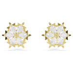 Magic stud earrings, Mixed cuts, Snowflake, White, 18K gold finish
