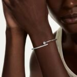 Matrix bangle, Round cut, White, Rhodium plated - Image 2