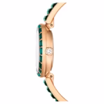 Matrix bangle watch Swiss Made, Crystal bracelet, Green, Champagne gold-tone finish - Image 5