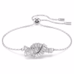Matrix bracelet Baguette cut, Knot, White, Rhodium plated - Image 2