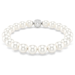 Matrix bracelet, Crystal pearl, White, Rhodium plated