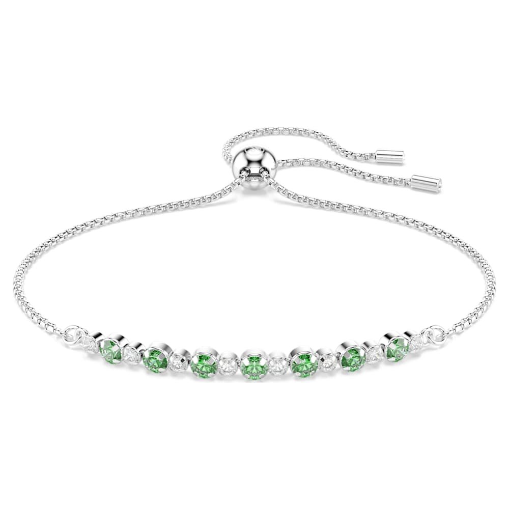 matrix-bracelet-round-cut-green-rhodium-plated-swarovski-5758987 Matrix bracelet, Round cut, Green, Rhodium plated - Image 1