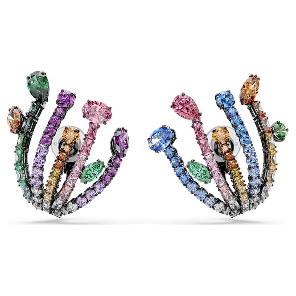 matrix-clip-earrings-mixed-cuts-bouquet-multicoloured-ruthenium-plated-swarovski-5742673 Matrix clip earrings, Mixed cuts, Bouquet, Multicoloured, Ruthenium plated - Image 1