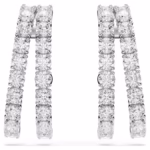 Matrix ear cuffs Round cut, White, Rhodium plated