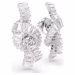 Matrix earrings Baguette cut, Knot, White, Rhodium plated - Image 4