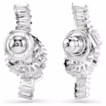 Matrix earrings Baguette cut, Knot, White, Rhodium plated - Image 5