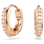 Matrix hoop earrings, Round cut, White, 18K rose gold finish