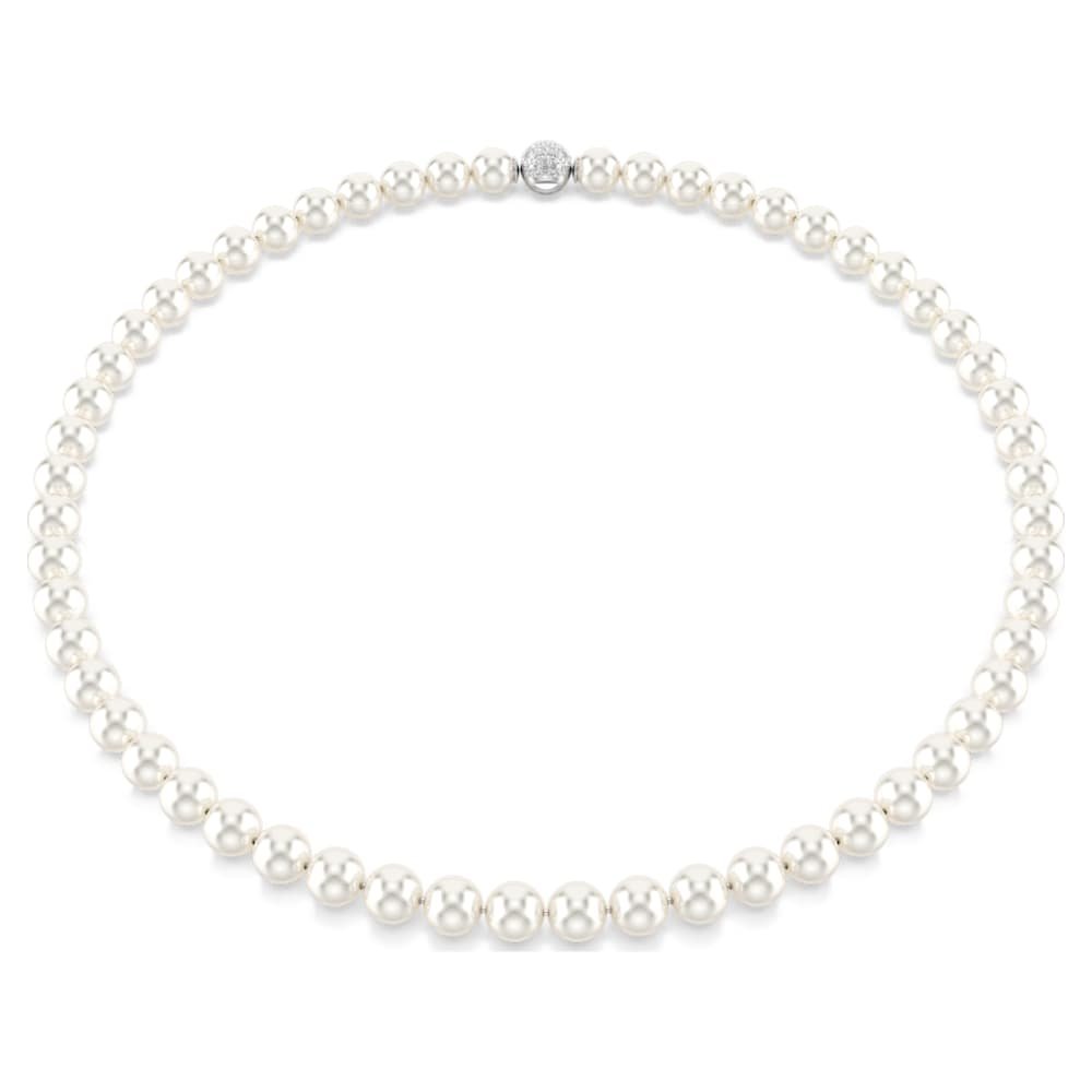matrix-necklace-crystal-pearl-white-rhodium-plated-swarovski-5747746 Matrix necklace, Crystal pearl, White, Rhodium plated - Image 1