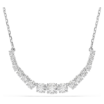 Matrix necklace, Gradient of round cuts, White, Rhodium plated