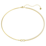 Matrix necklace, Round cut, White, 18K gold finish