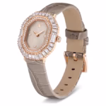 Matrix octagon watch Leather strap, Beige, Rose gold-tone finish - Image 2