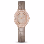 Matrix octagon watch Leather strap, Beige, Rose gold-tone finish - Image 3