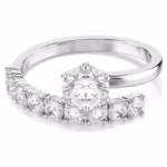 Matrix open ring Round cut, White, Rhodium plated