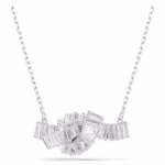 Matrix pendant Baguette cut, Knot, White, Rhodium plated - Image 2
