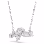 Matrix pendant Baguette cut, Knot, White, Rhodium plated - Image 4