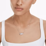 Matrix pendant Baguette cut, Knot, White, Rhodium plated - Image 7