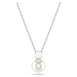 Matrix pendant, Crystal pearl, Round cut, White, Rhodium plated