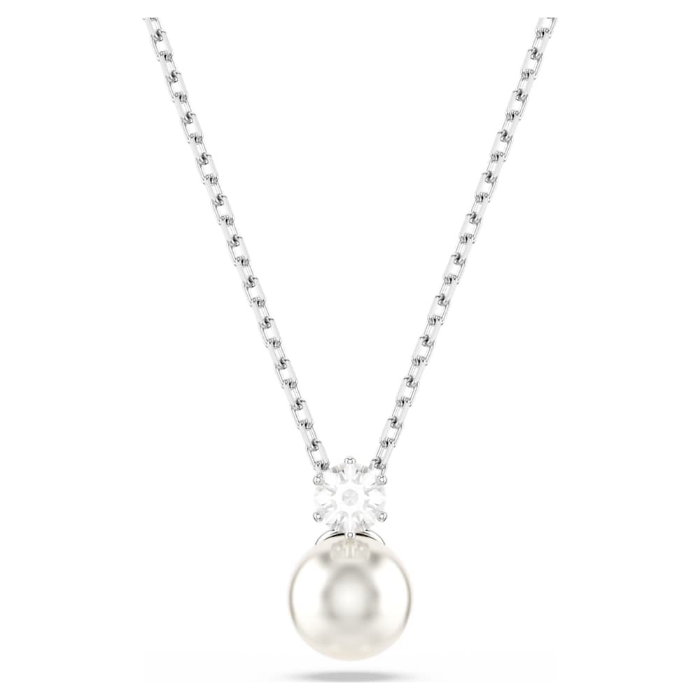 matrix-pendant-crystal-pearl-round-cut-white-rhodium-plated-swarovski-5693897 Matrix pendant, Crystal pearl, Round cut, White, Rhodium plated - Image 1