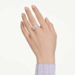 Matrix ring, Baguette cut, Knot, White, Rhodium plated - Image 2