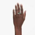 Matrix ring, Mixed cuts, Green, Rhodium plated - Image 2