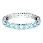 Matrix ring, Round cut, Blue, Rhodium plated