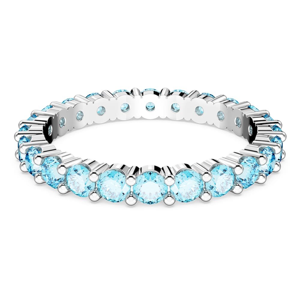 matrix-ring-round-cut-blue-rhodium-plated-swarovski-5658668 Matrix ring, Round cut, Blue, Rhodium plated - Image 1
