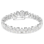 Matrix Tennis bracelet, Pear cut, White, Rhodium plated