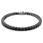 Matrix Tennis bracelet, Round cut, Black, Ruthenium plated