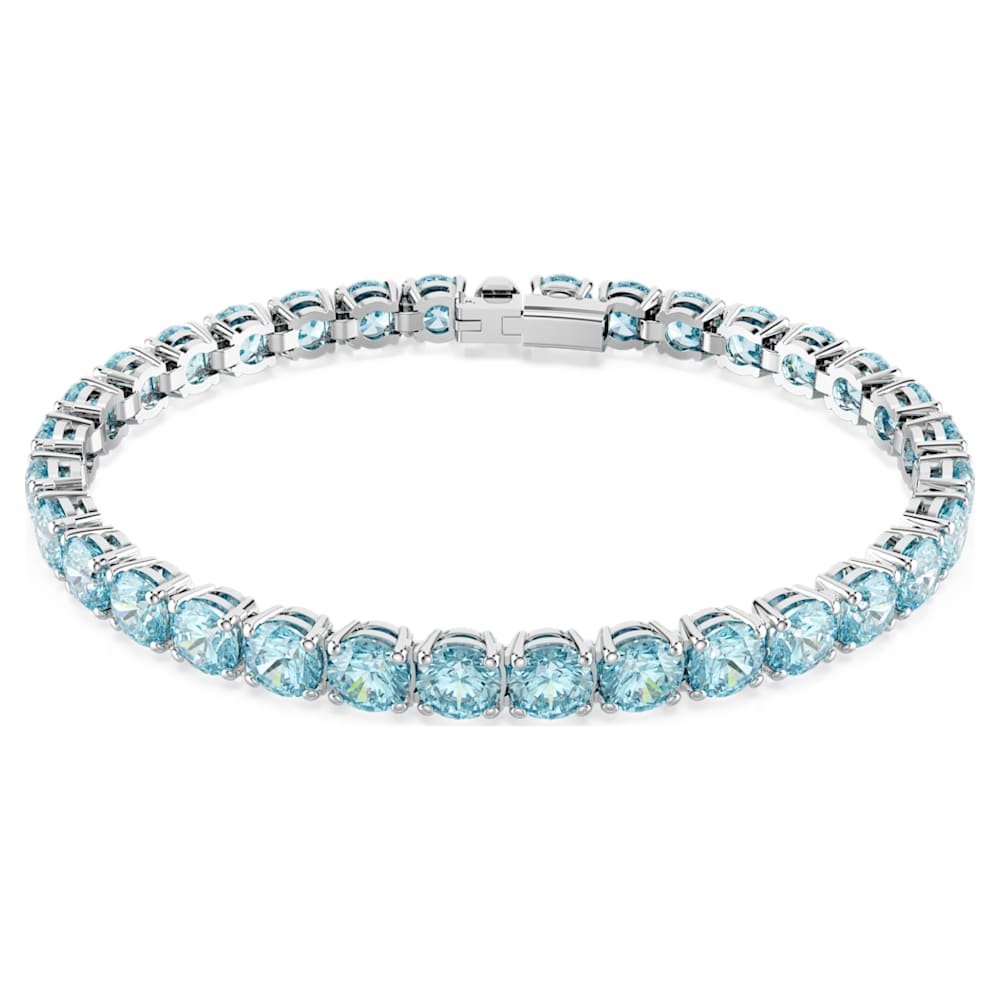 matrix-tennis-bracelet-round-cut-blue-rhodium-plated-swarovski-5648927 Matrix Tennis bracelet, Round cut, Blue, Rhodium plated - Image 1