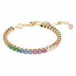 Matrix Tennis bracelet Round cut, Multicoloured, 18K gold finish