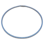 Matrix Tennis necklace, Round cut, Blue, Ruthenium plated
