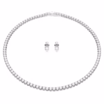Matrix Tennis set Round cut, White, Rhodium plated