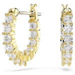 Matrix Vittore hoop earrings, Round cut, White, 18K gold finish