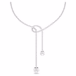 Matrix Y necklace Crystal pearl, Round cut, White, Rhodium plated - Image 3