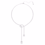 Matrix Y necklace Crystal pearl, Round cut, White, Rhodium plated