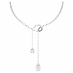 Matrix Y necklace Crystal pearl, Round cut, White, Rhodium plated - Image 6
