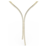 Matrix Y necklace, Round cut, White, 18K gold finish