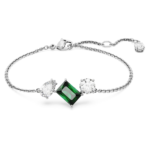 Mesmera bracelet, Mixed cuts, Green, Rhodium plated