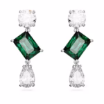 Mesmera drop earrings Mixed cuts, Green, Rhodium plated - Image 2