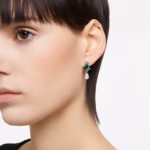 Mesmera drop earrings Mixed cuts, Green, Rhodium plated - Image 7