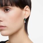 Mesmera drop earrings, Mixed cuts, Green, Rhodium plated - Image 2