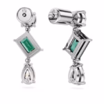 Mesmera drop earrings Mixed cuts, Green, Rhodium plated - Image 4
