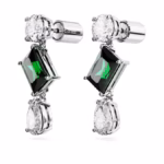 Mesmera drop earrings Mixed cuts, Green, Rhodium plated - Image 5