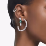 Mesmera drop earrings Mixed cuts, Green, Rhodium plated - Image 6