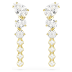 Mesmera drop earrings, Mixed cuts, White, 18K gold finish