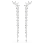 Mesmera earrings, Marquise cut, White, Rhodium plated