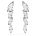 Mesmera earrings, Marquise cut, White, Rhodium plated